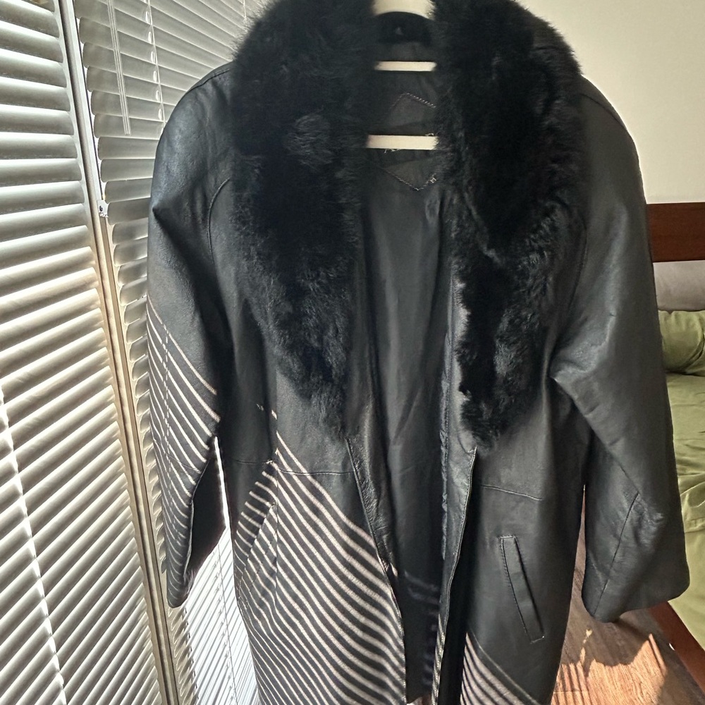 Adolfo leather Fur Coat